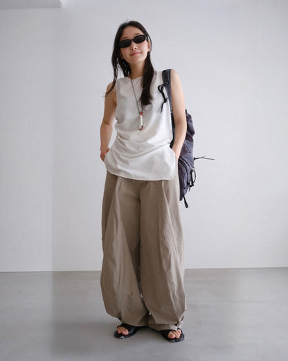 [7/9new]front volume balloon pants khaki