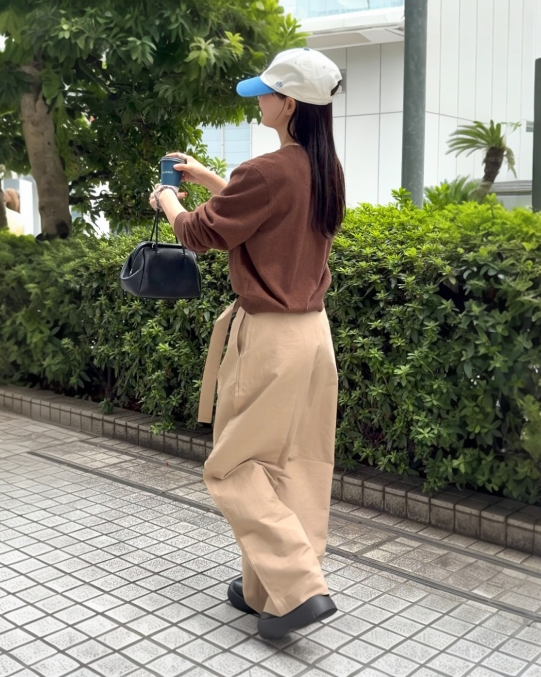 Belt Detail Wide Pants  beige