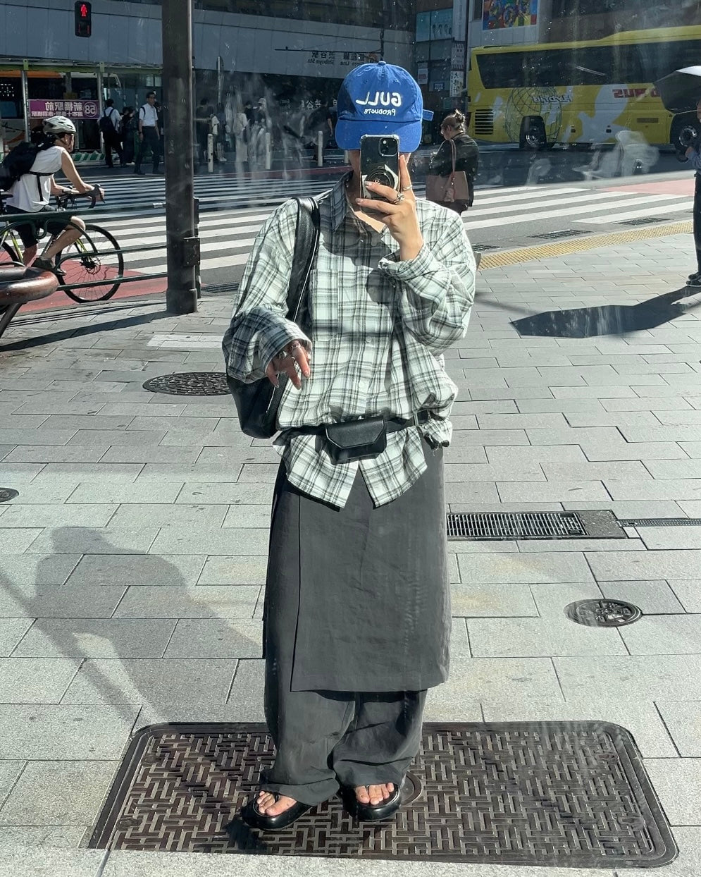 Sheer Check Airy Shirt gray