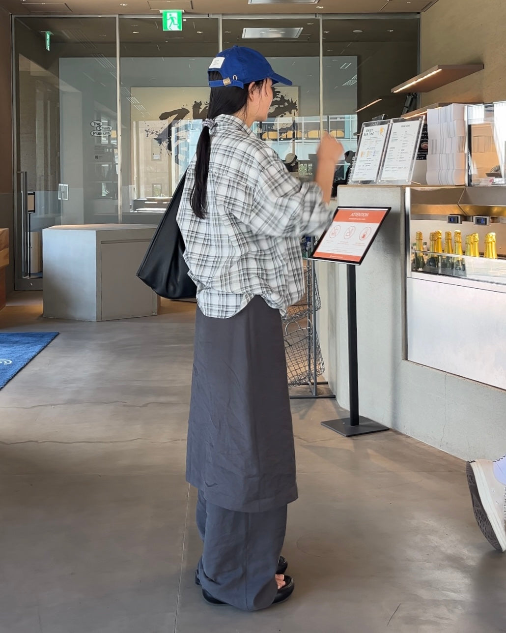 Sheer Check Airy Shirt gray