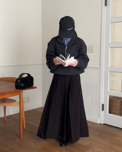 [12/4new] Belted Classic Pleats Skirt  Black 12月下旬入荷分