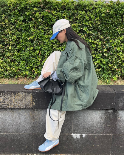 Curve Leather 2way handle bag