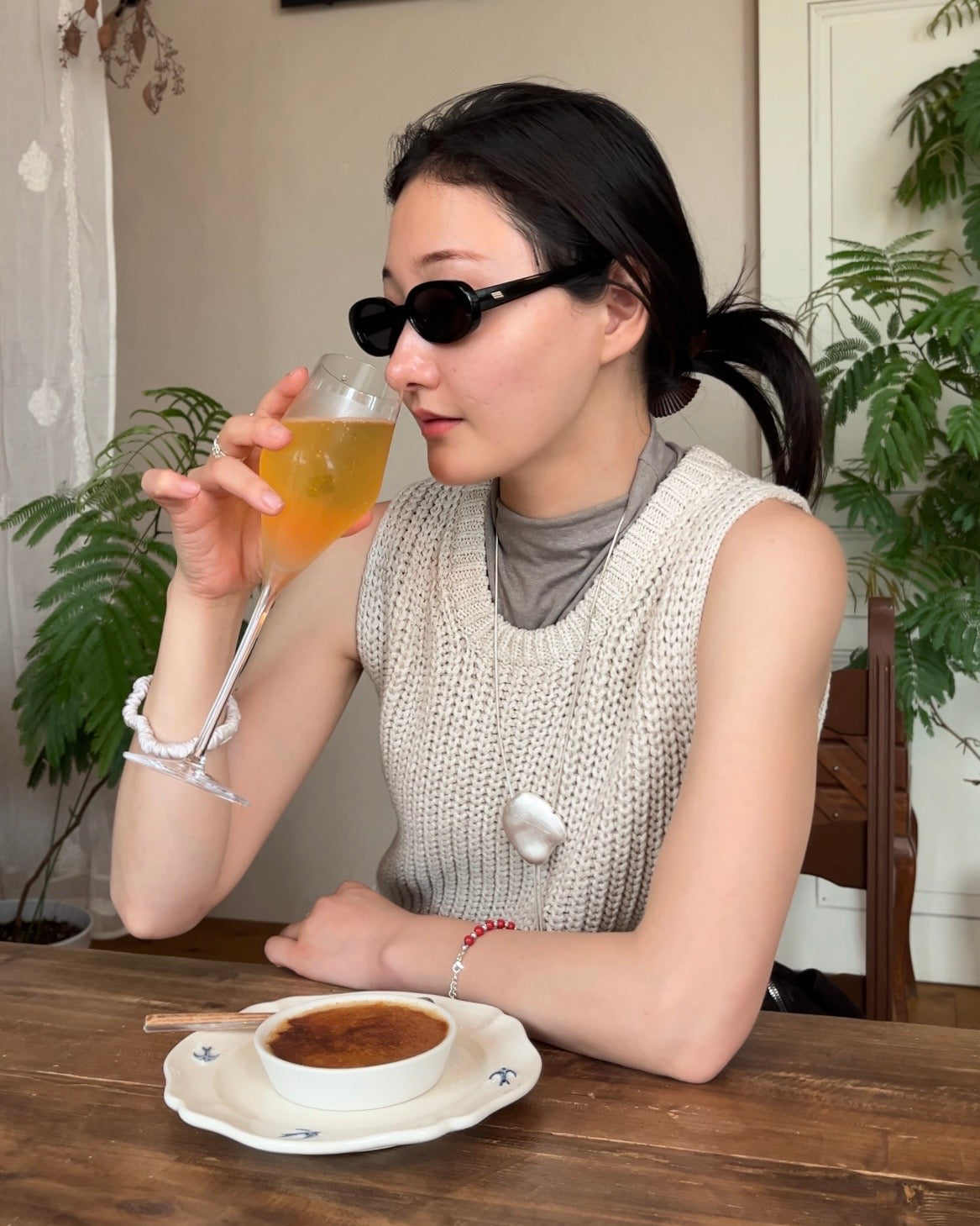 [5/7new]Raw Linen Knit Top Tank greige 5月下旬入荷分