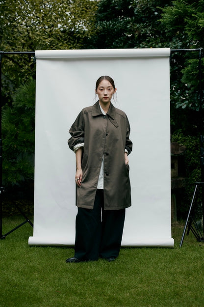 stand collar A-line coat KAK