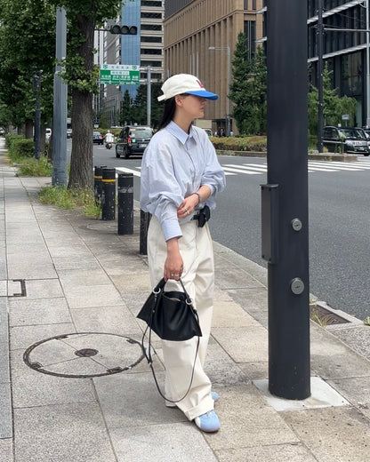 Curve Leather 2way handle bag