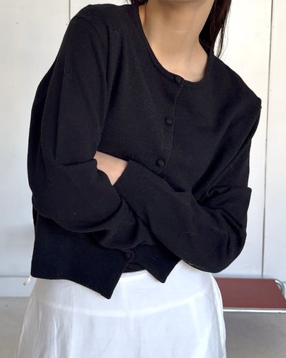 Linen Soft Compact Cardigan BLACK