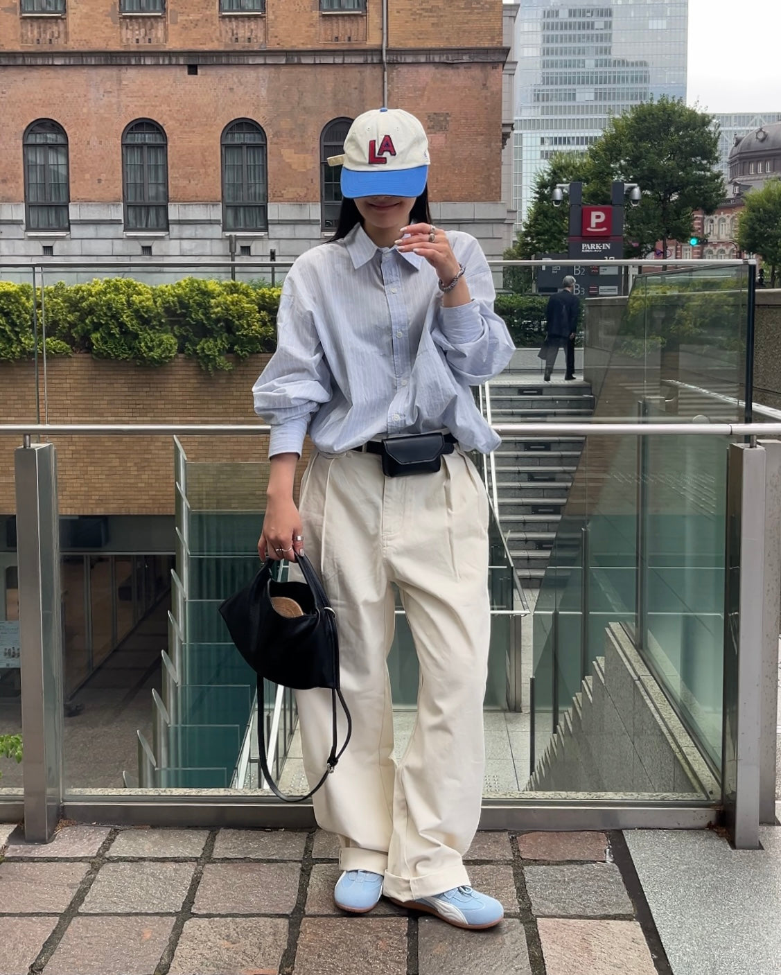 Curve Leather 2way handle bag