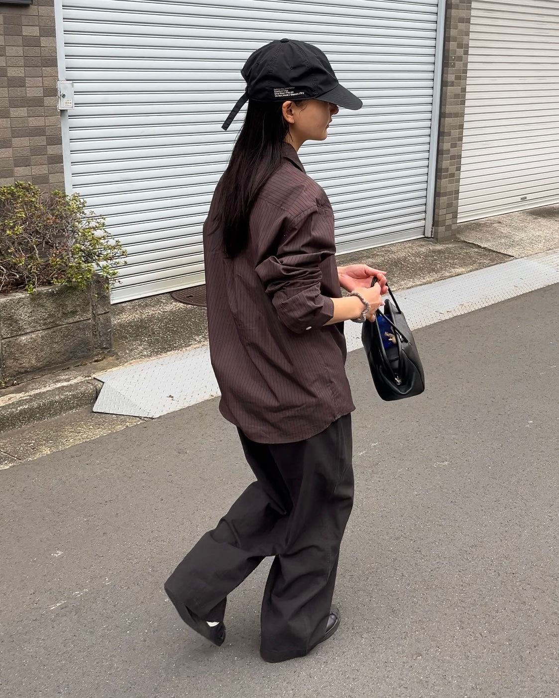 [11/20new]Buckle Straight Cotton Pants black