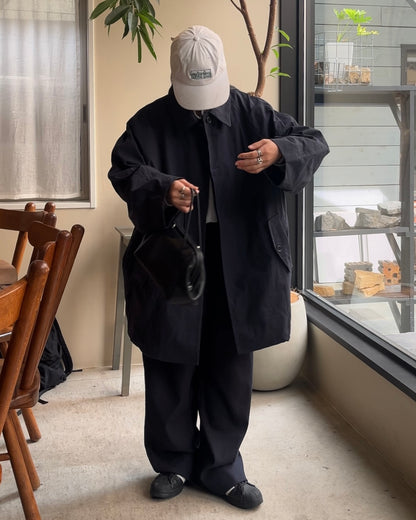 Cotton Nylon Over Collar Jacket navy