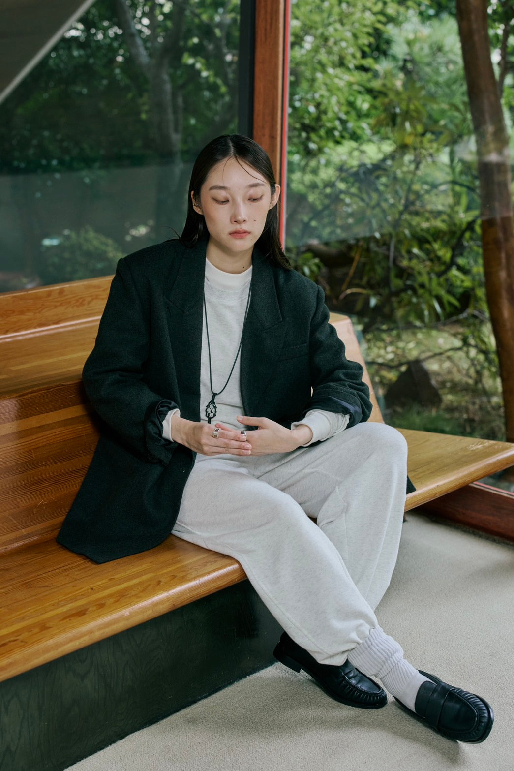 [10/15new] hem light sweat pants WH