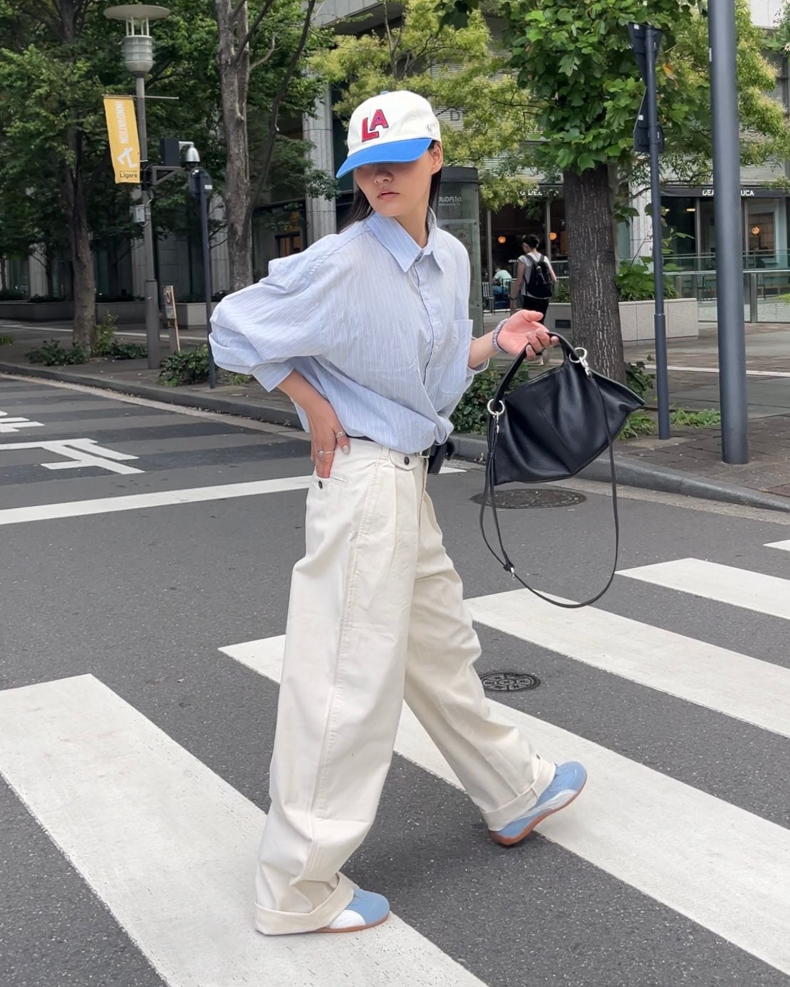 Curve Leather 2way handle bag