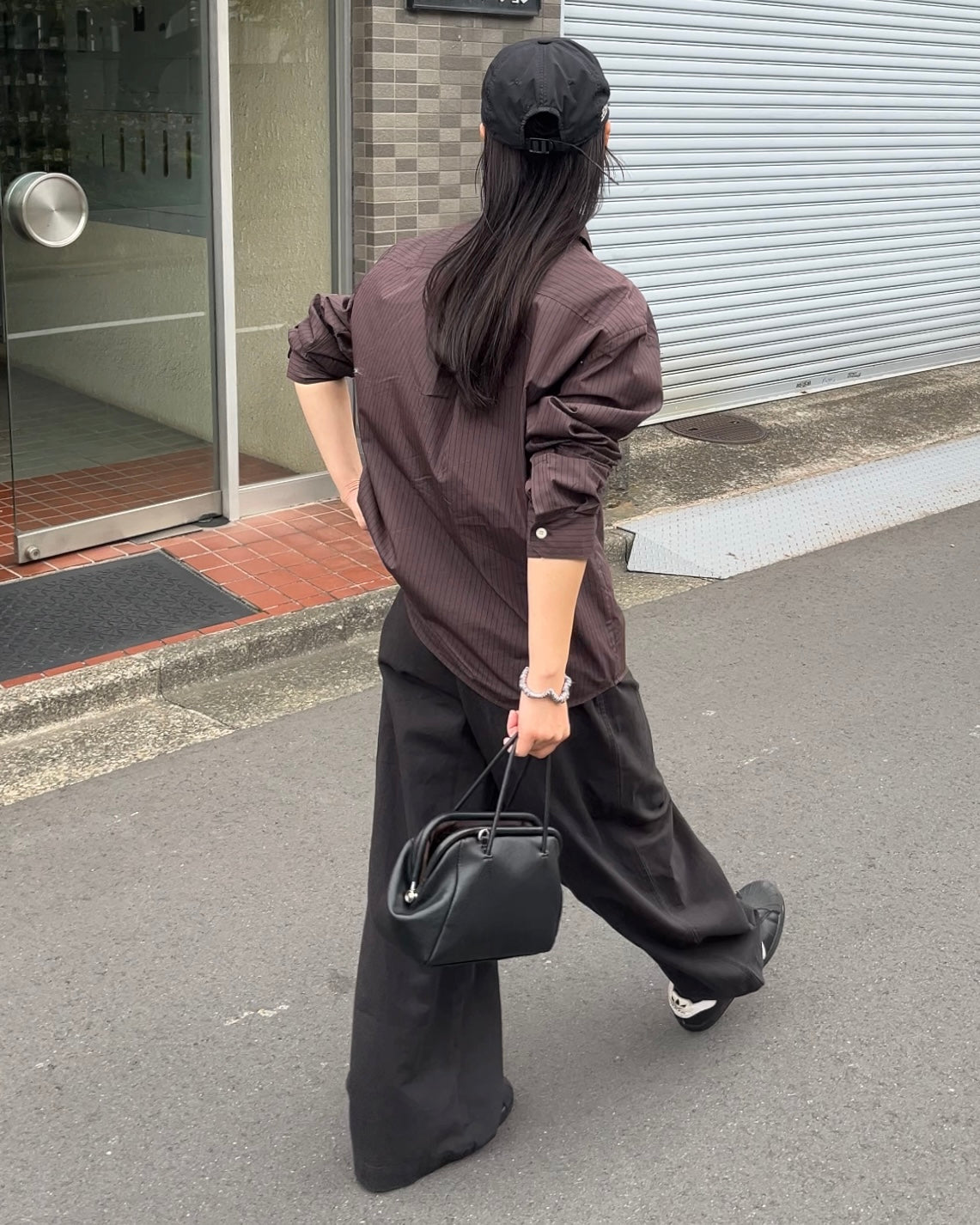 [11/20new]Buckle Straight Cotton Pants black