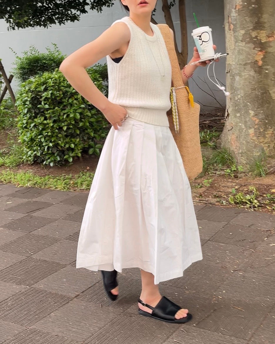 [5/7new]Cotton Full Line Pleated Skirt