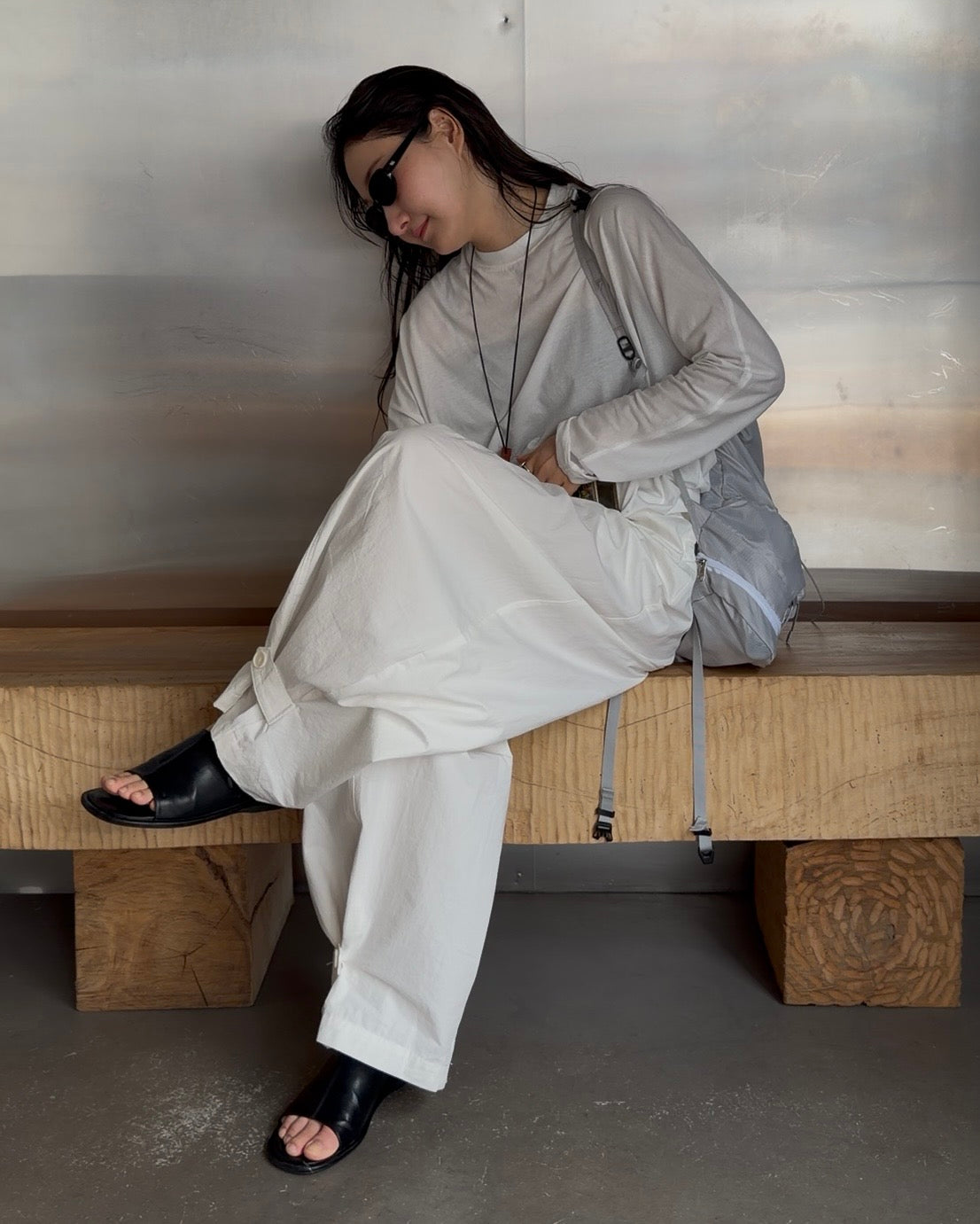 [7/9new]front volume balloon pants  white