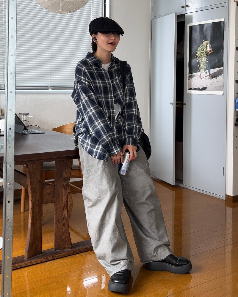 back ribbon check shirt