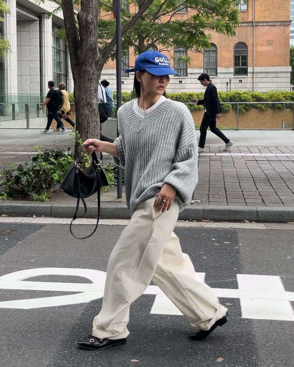 Curve Leather 2way handle bag