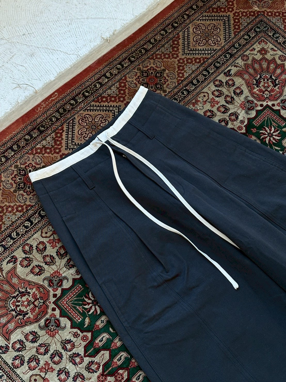 ［3/19new］Cotton Tencel Wide Slacks navy