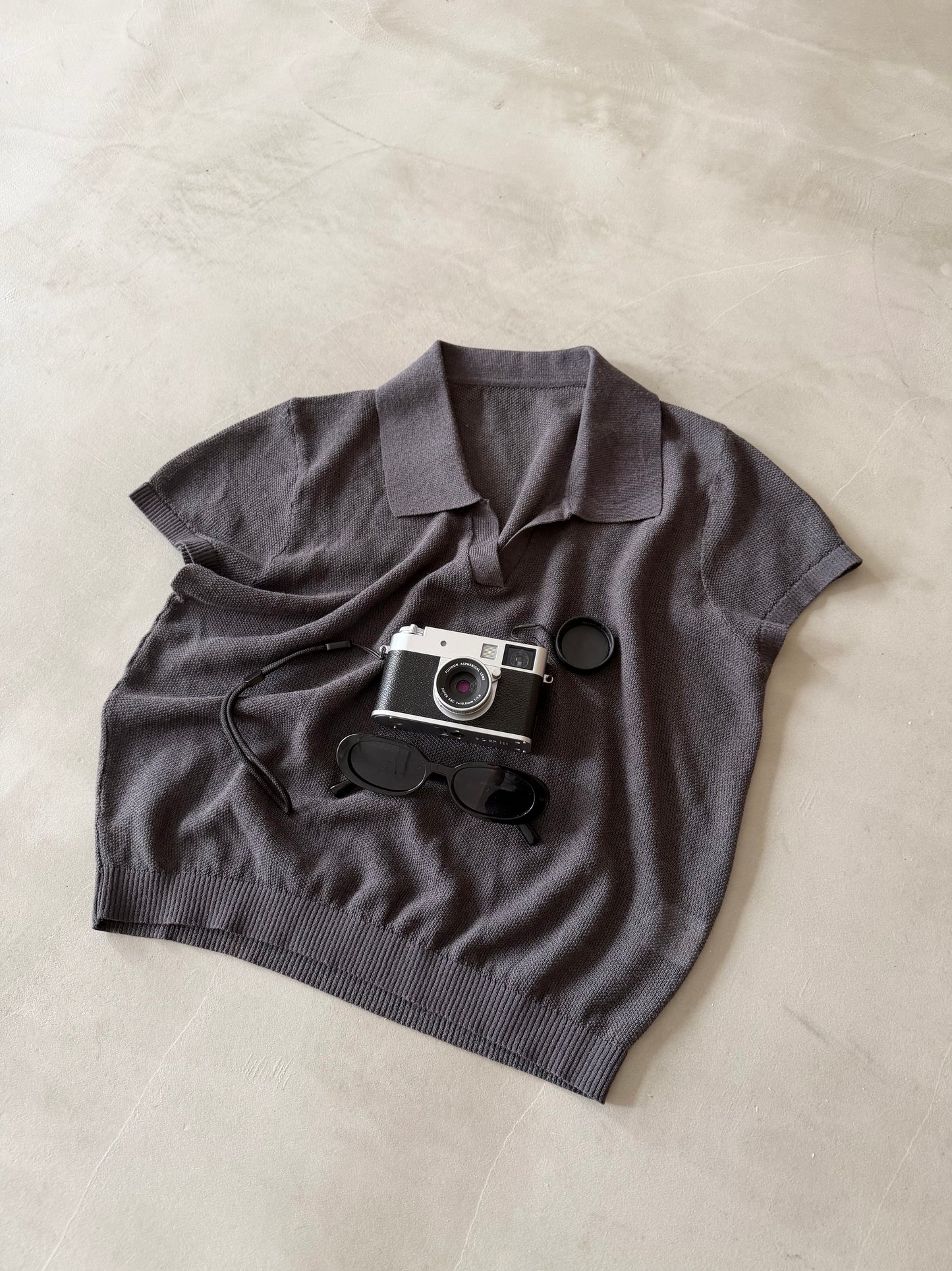 [9/10new]linen Summer Knit Polo gray