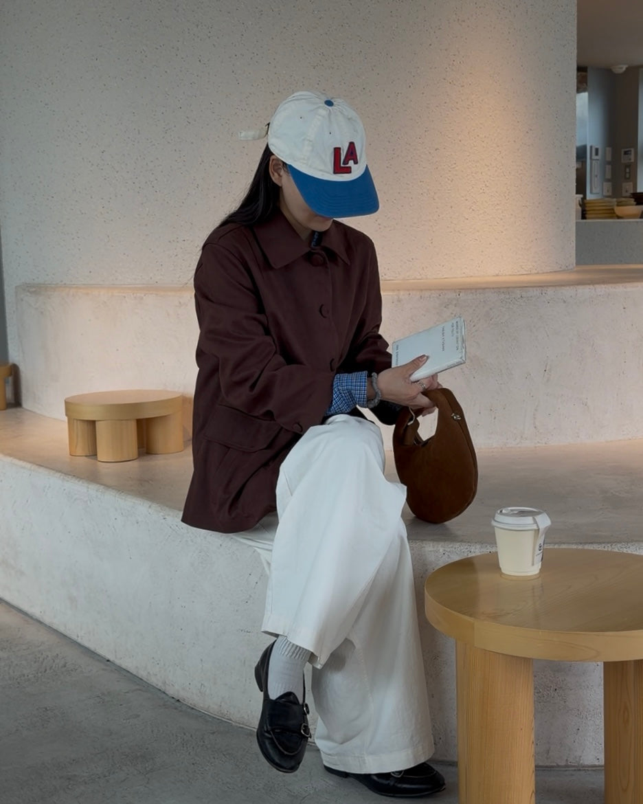 [11/20new]Buckle Straight Cotton Pants  white