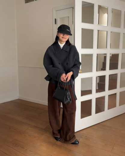 [11/27new] Drape Wool P-Coat gray 12月下旬～1月初旬入荷