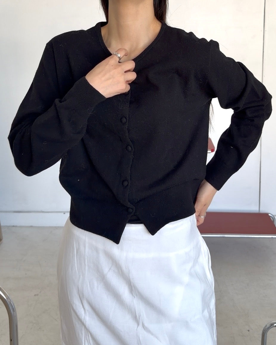 Linen Soft Compact Cardigan BLACK