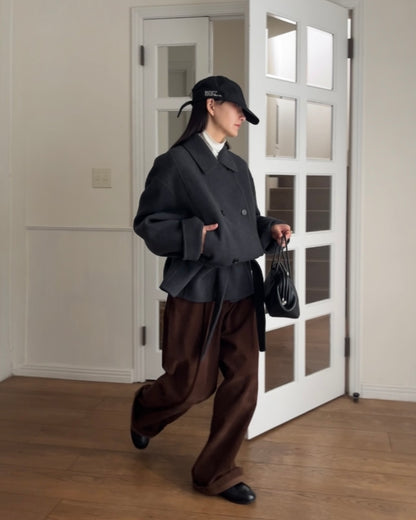 [11/27new] Drape Wool P-Coat gray 12月下旬～1月初旬入荷