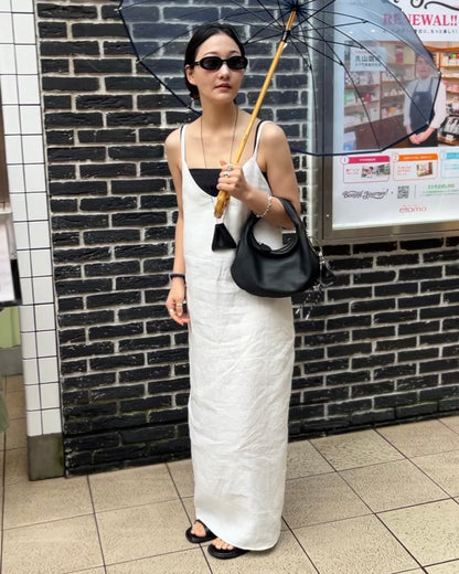 [7/2new]linen loop onepiece white