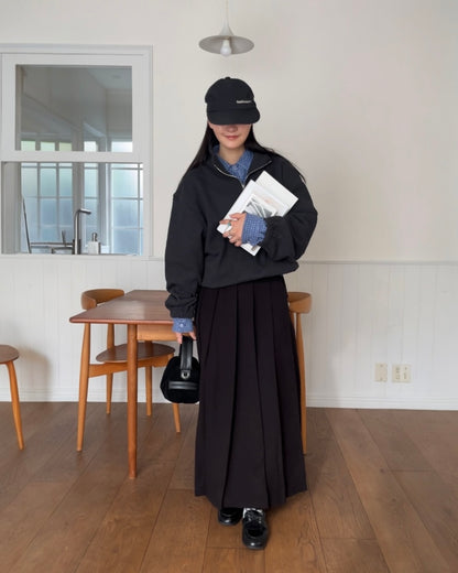 [12/4new] Belted Classic Pleats Skirt  Black 12月下旬入荷分