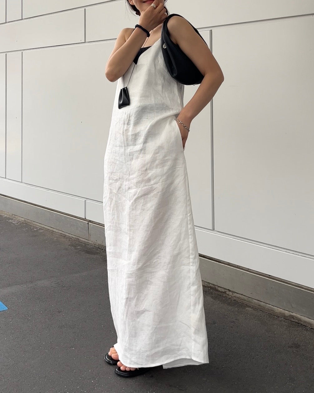 [7/2new]linen loop onepiece white