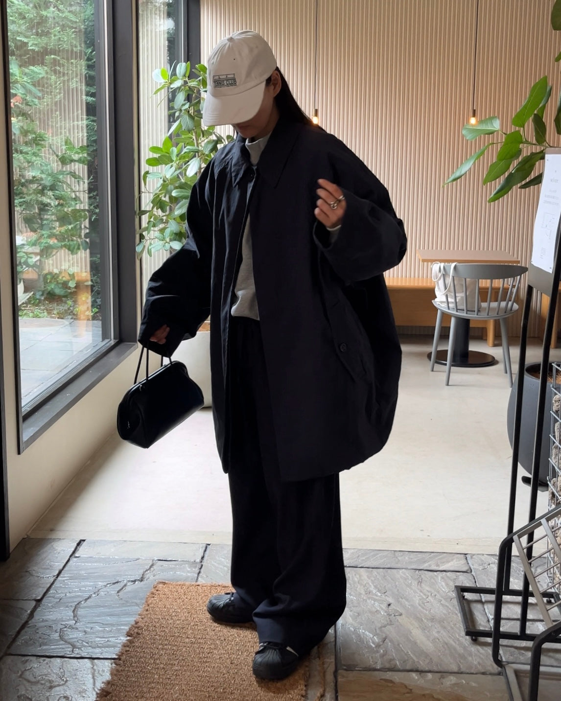 Cotton Nylon Over Collar Jacket navy