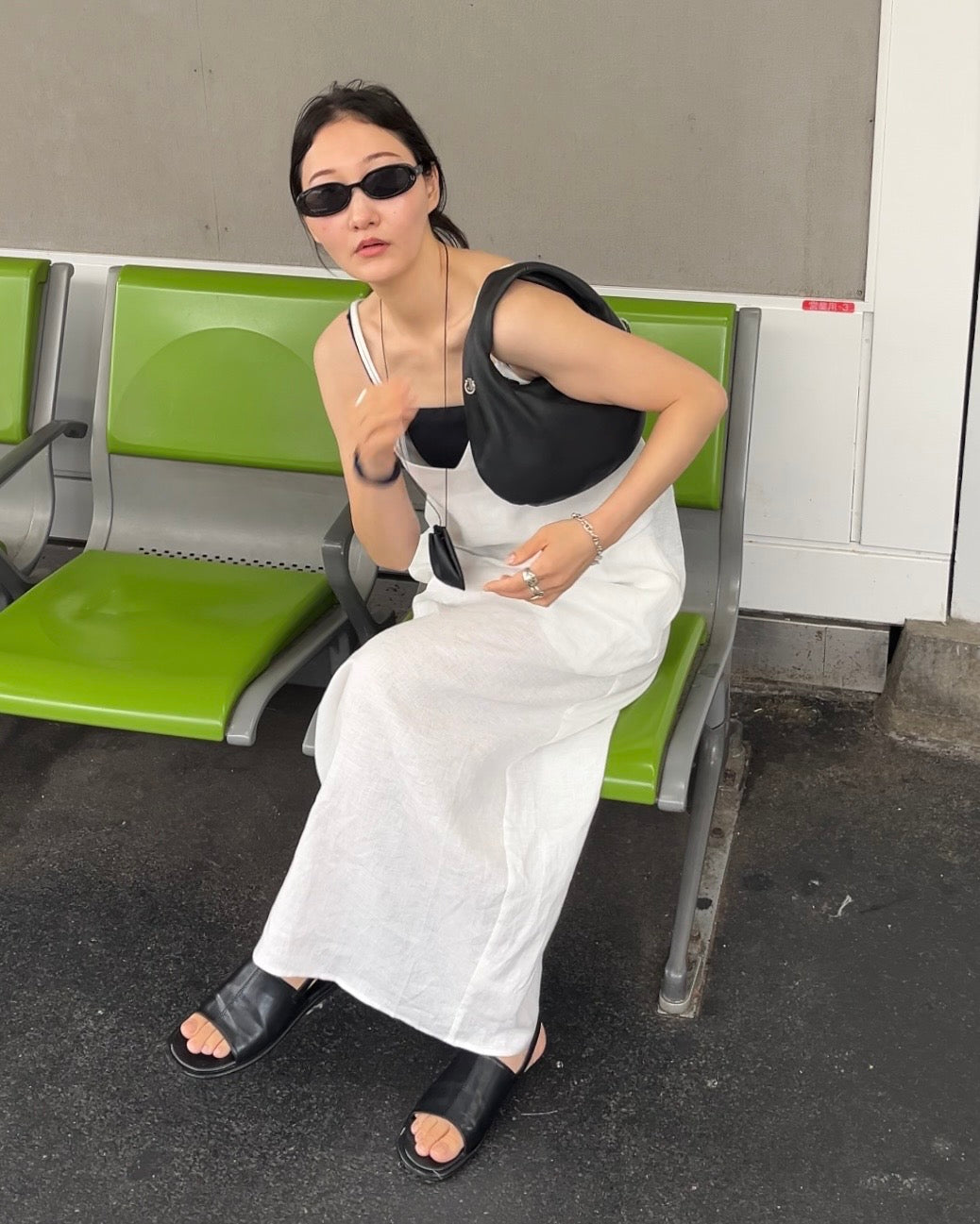 [7/2new]linen loop onepiece white