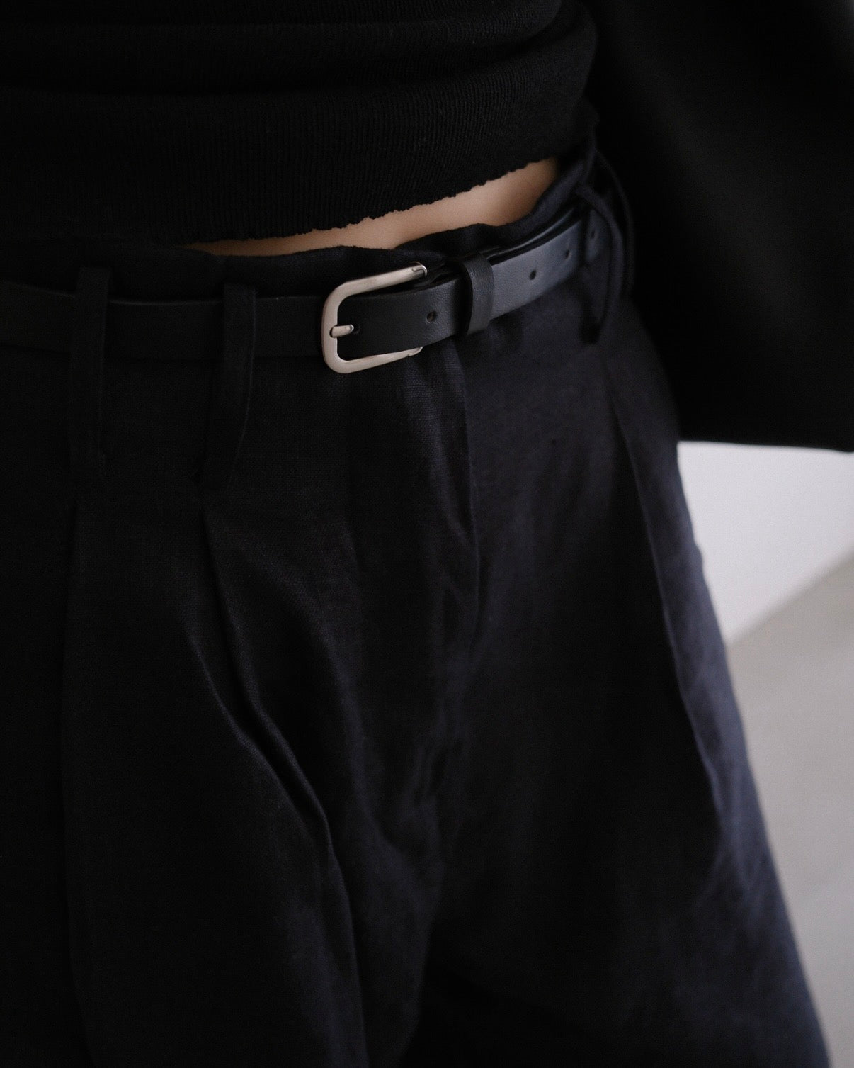[8/20new]full linen belt pants black