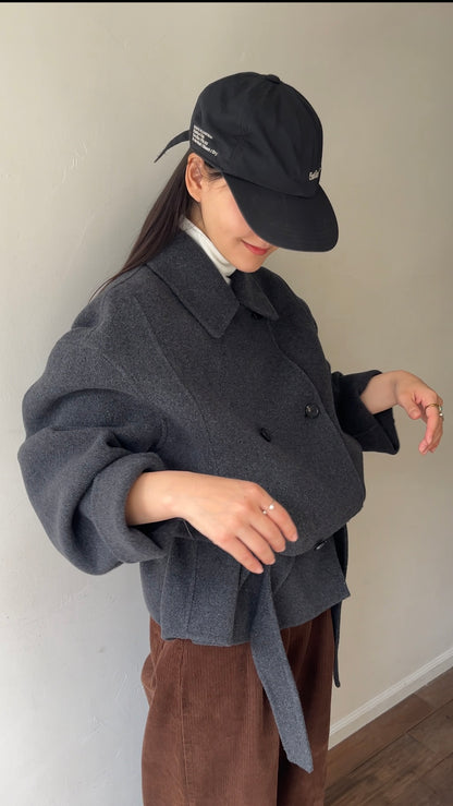 [11/27new] Drape Wool P-Coat gray 12月下旬～1月初旬入荷