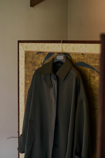 stand collar A-line coat KAK