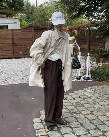 Cotton Nylon Over Collar Jacket ivory