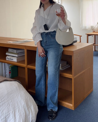 [4/23new]Cotton Blend Straight Denim