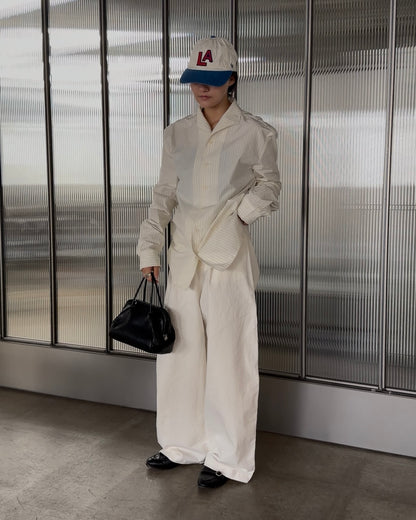 [11/20new]Buckle Straight Cotton Pants  white