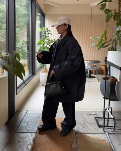 Cotton Nylon Over Collar Jacket navy