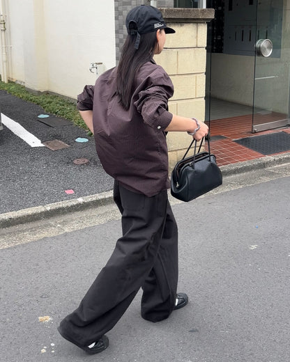 [11/20new]Buckle Straight Cotton Pants black