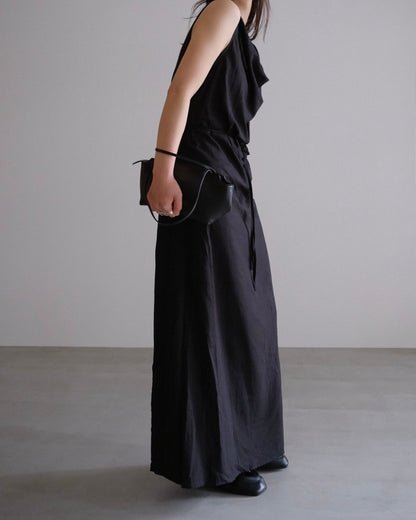 [9/3new]Linen Drape onepiece black