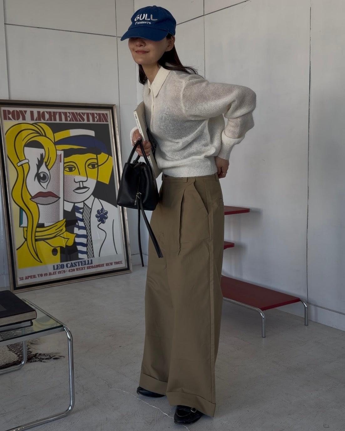 Cotton Tuck Wide Pants