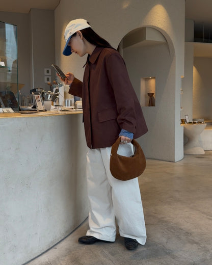 [11/20new]Buckle Straight Cotton Pants  white