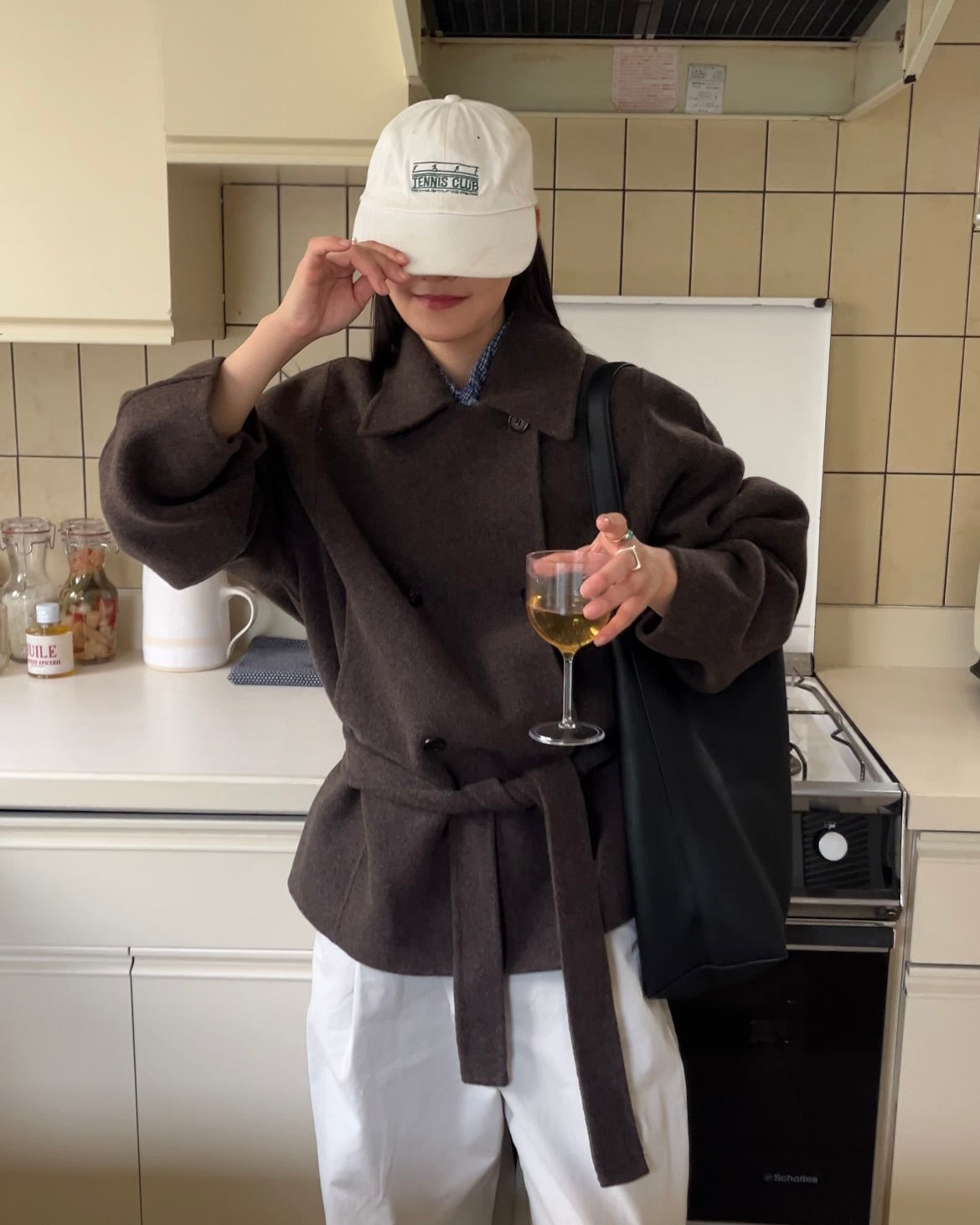 Drape Wool P-Coat brown