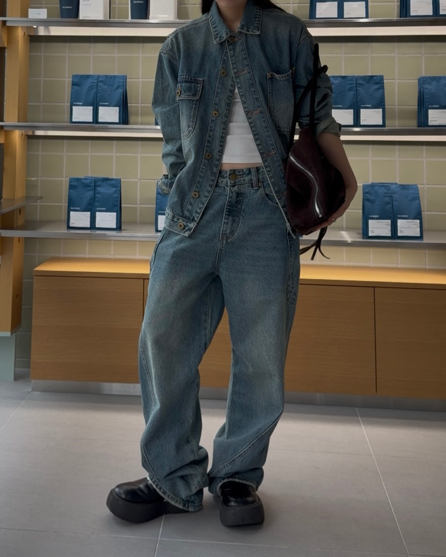 【完売商品】A.subjjject  volume denim setup 10/30 new]Washed Denim Setup blue – A.subjjject