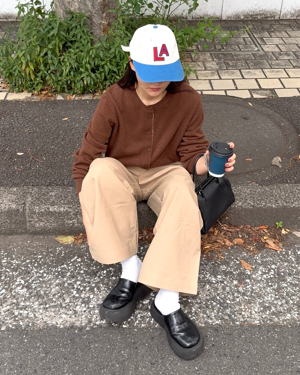 Belt Detail Wide Pants  beige