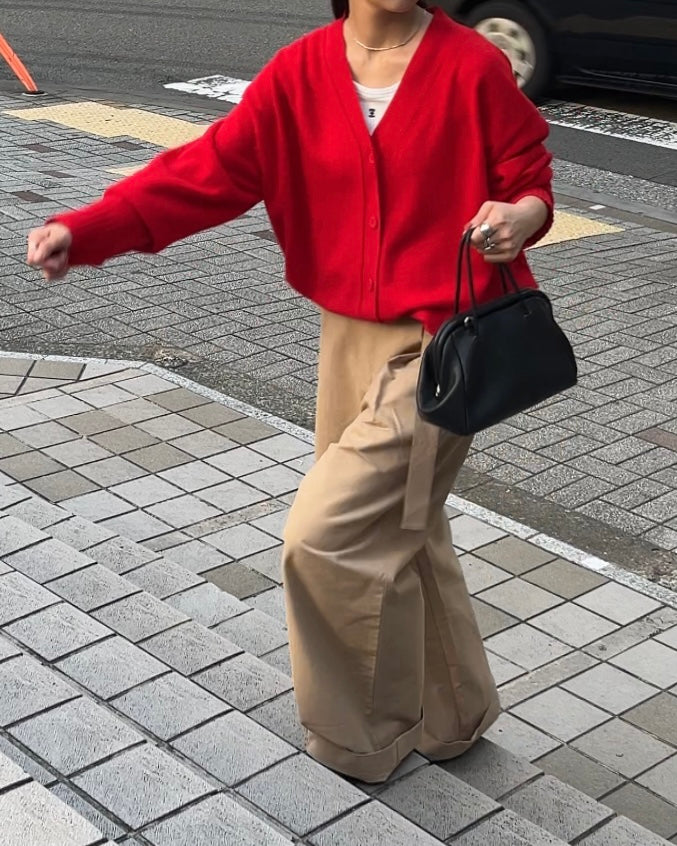 Belt Detail Wide Pants  beige