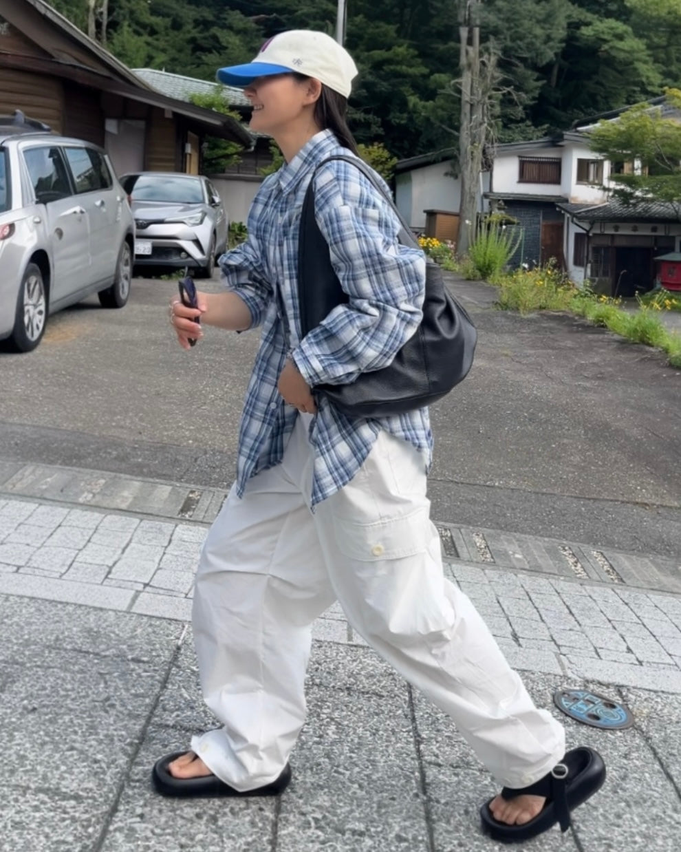 Sheer Check Airy Shirt blue