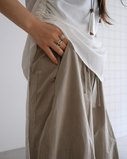 [7/9new]front volume balloon pants khaki