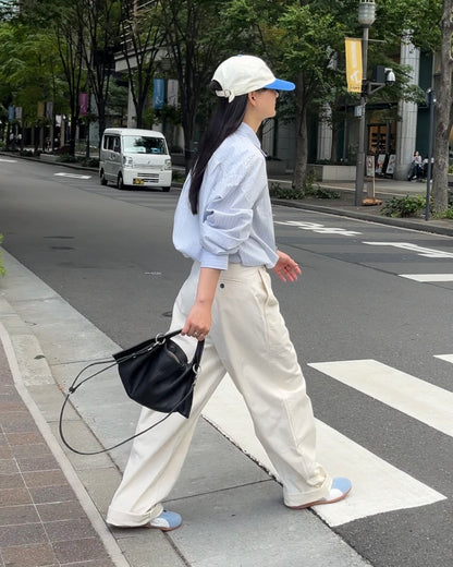 Curve Leather 2way handle bag