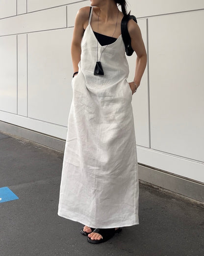 [7/2new]linen loop onepiece white